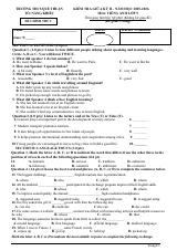 Đề thi Giữa kì 2 Tiếng Anh 9 năm 2025-2026 trường THCS Quế Thuận (Đà Nẵng)